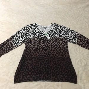 Button down leopard print top